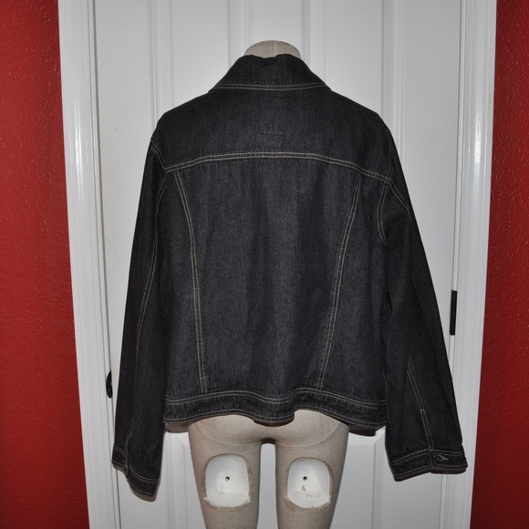 AVENUE Rigid Denim Black Trucker Jean Jacket [C6] - Picture 3 of 6